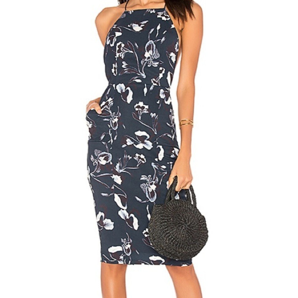 Airlie Isolla Bella Halter Midi Dress Navy Floral Revolve - Small/6